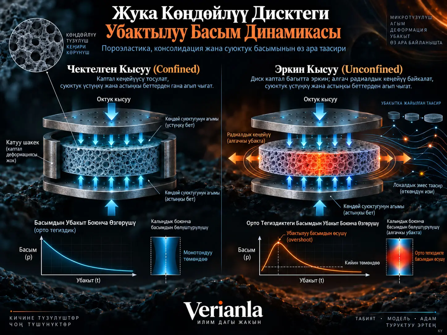 Консолидацияланып жаткан жука көңдөйлүү дисктеги убактылуу радиалдык кеңейүүнү жана жыйрылууну суюктуктун басымы аныктайт