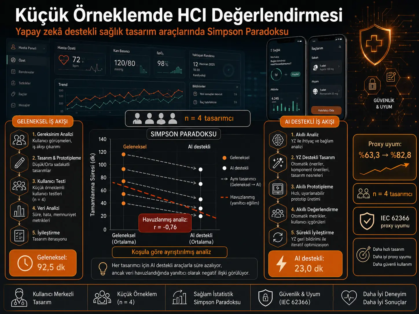 Kichik namunali HCI baholashlarida shartli Gaussian modellashtirish: Sunʼiy intellekt yordamidagi sogʻliqni saqlash dizayn vositalarida Simpson paradoksini hal qilish