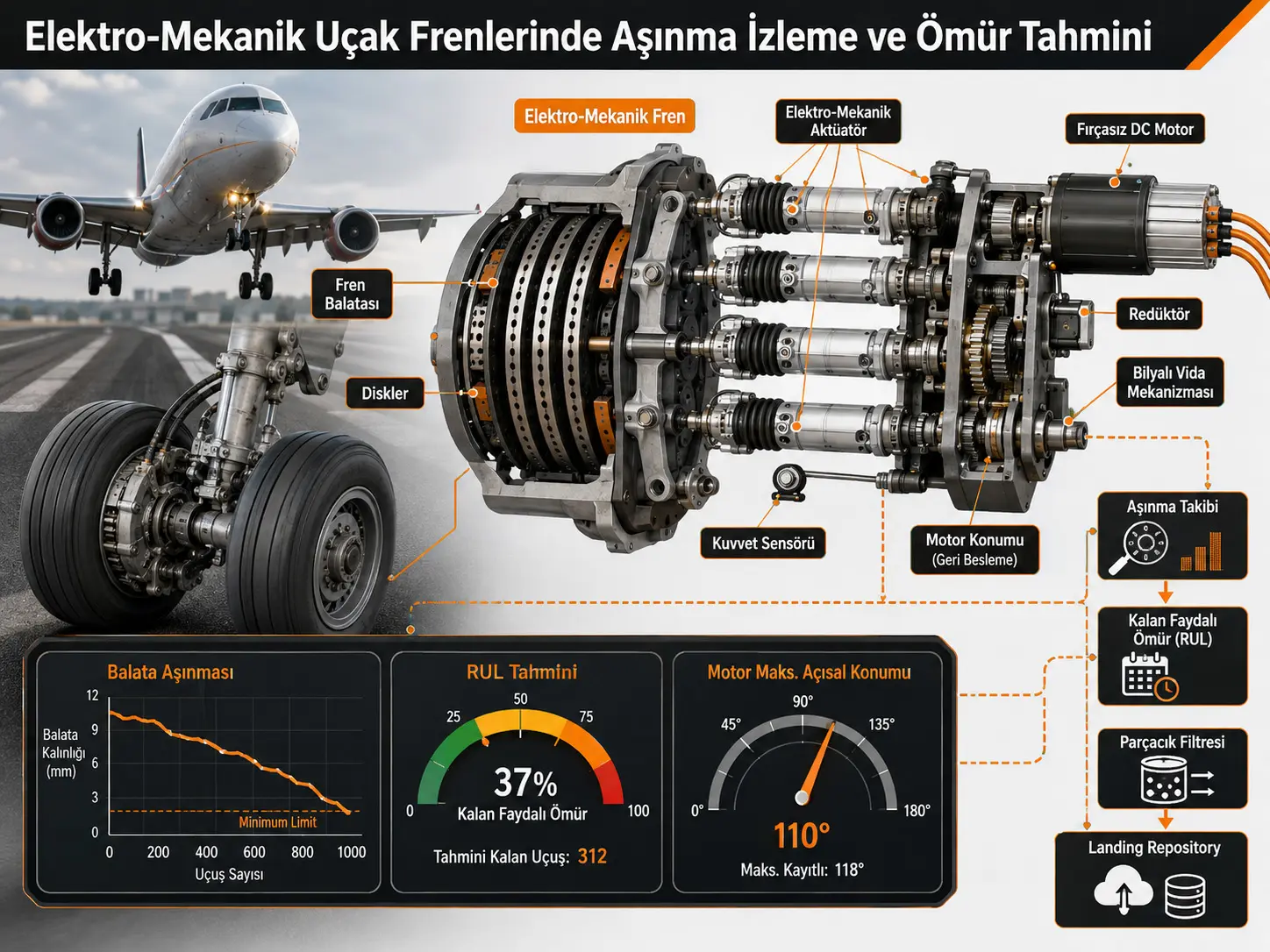 Küçük Yolcu Uçaklarının Elektro-Mekanik Frenlerinde Aşınma İzleme ve Ömür Tahmini Üzerine Bir Simülasyon Çalışması
