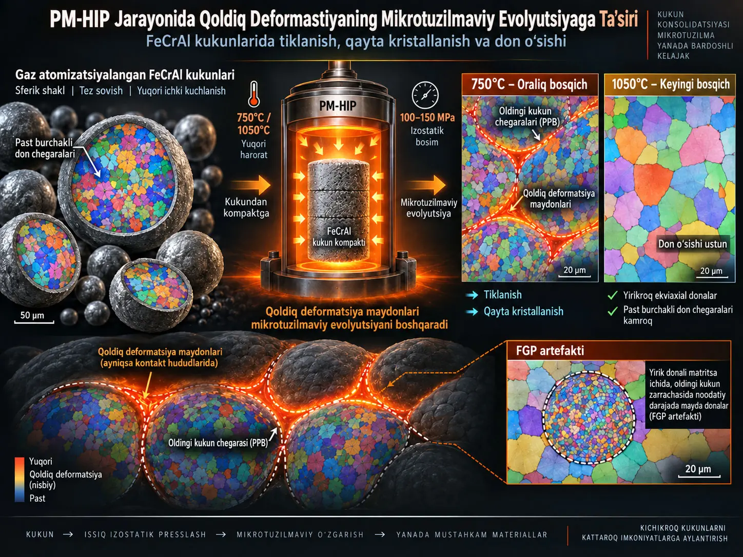 Kukun Metallurgiyasida Issiq Izostatik Presslashda Qoldiq Deformatsiya Maydonlarining Mikrotuzilmaviy Evolyutsiyaga Ta’siri