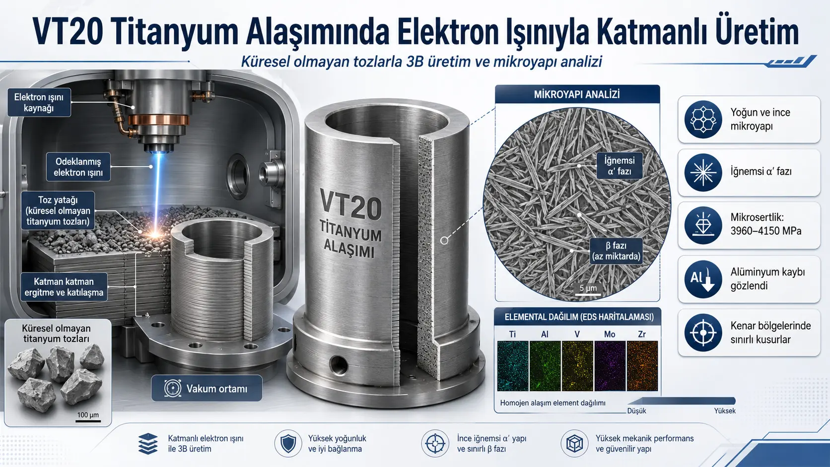 Küresel Olmayan Titanyum Tozu Elektron Işınıyla 3B Basılabilir mi?