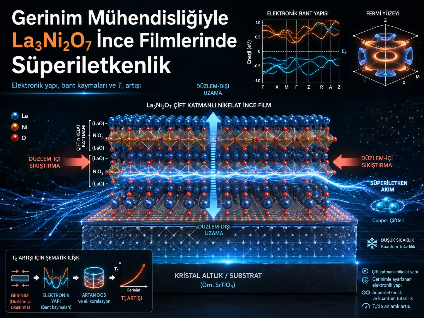 La3Ni2O7 Yupqa Plyonkalarida Deformatsiya Muhandisligi orqali Elektron Tuzilish va O‘ta O‘tkazuvchanlik