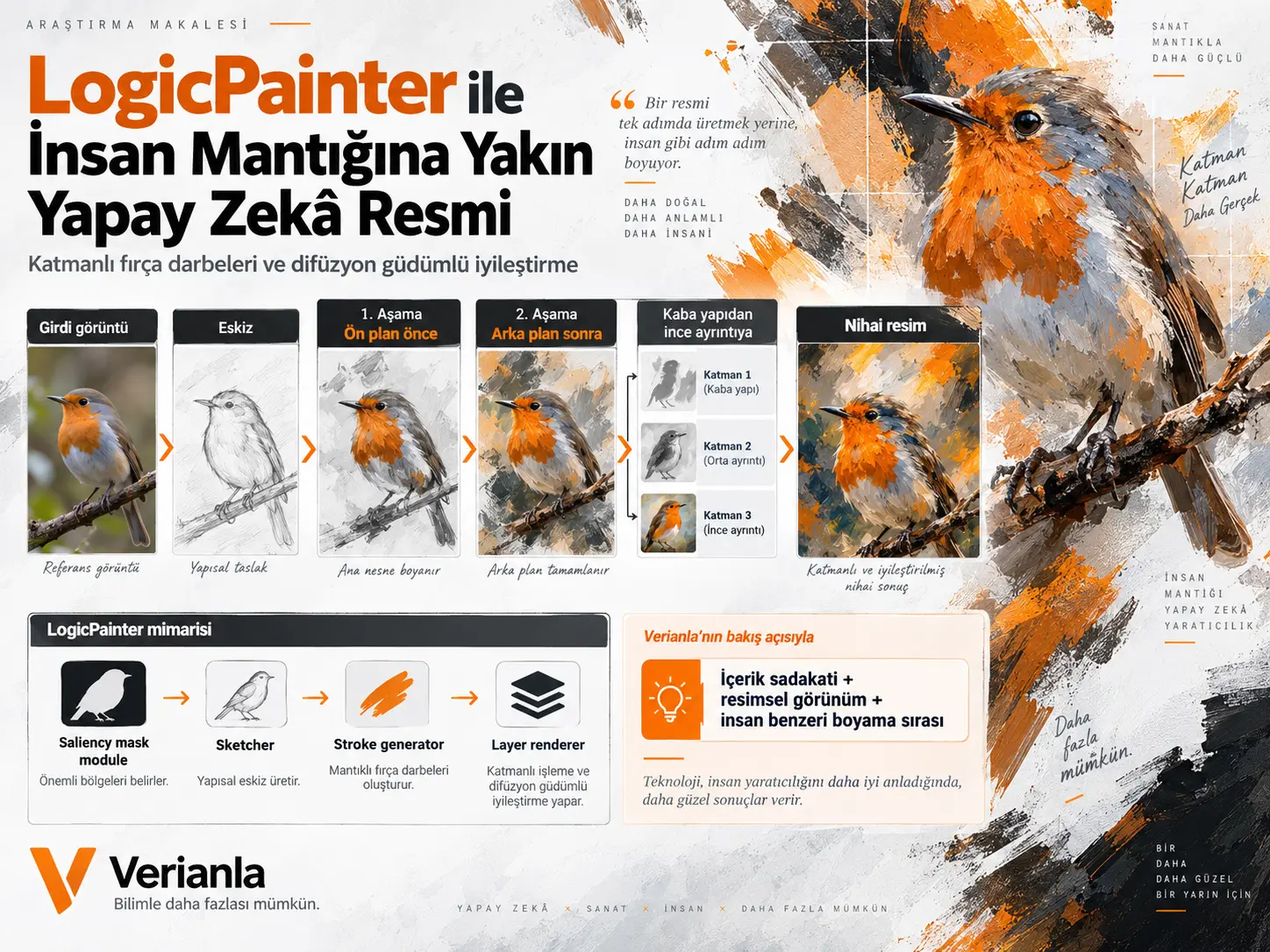 LogicPainter: İnsan Mantığına Dayalı Yapay Zekâ Resminde Katmanlı Fırça Darbesi İşleme ve Difüzyon Güdümlü İyileştirme