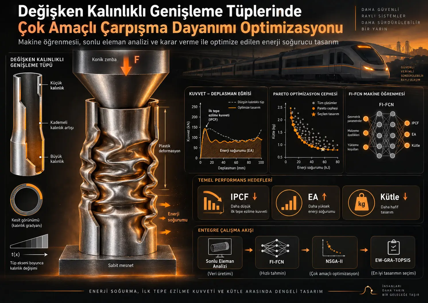 Makine Öğrenmesi ve Çok Kriterli Karar Verme ile Değişken Kalınlıklı Genişleme Tüplerinde Çok Amaçlı Çarpışma Dayanımı Optimizasyonu