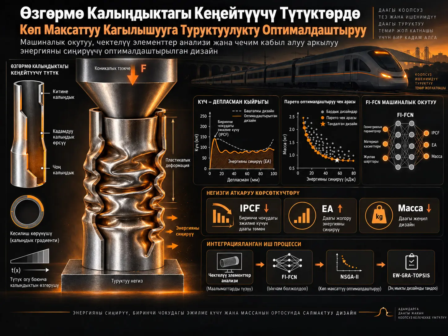 Машиналык Үйрөнүү жана Көп Критерийлүү Чечим Кабыл Алуу Менен Өзгөрмө Калыңдыктагы Кеңейтүүчү Түтүктөрдө Көп Максаттуу Кагылышууга Туруктуулукту Оптималдаштыруу