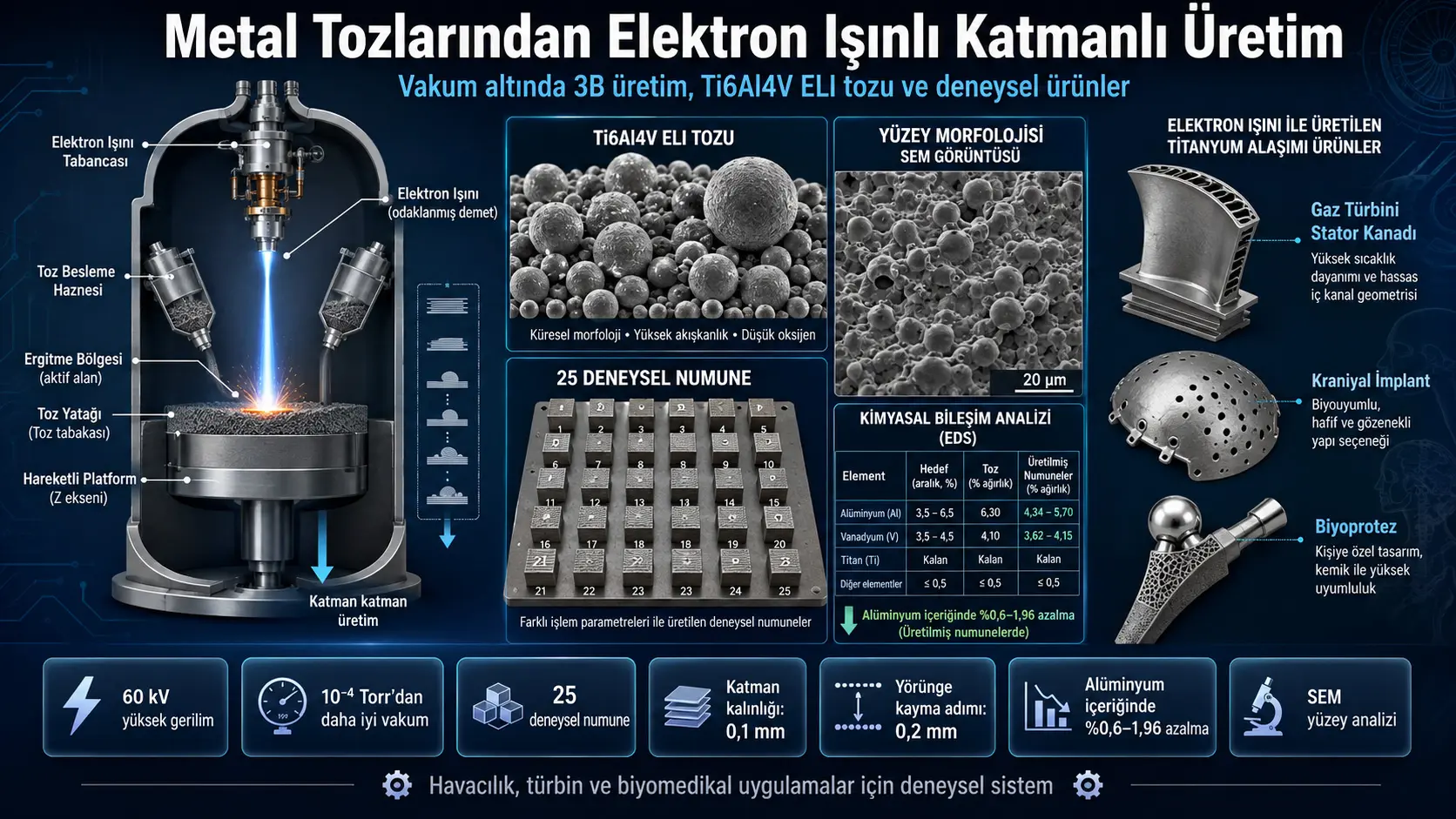 Metal Tozlarından Katmanlı Üretim İçin Elektron Işını Teknolojisi: Deneysel 3B Yazıcı, Ti6Al4V ELI Numuneleri ve Yüzey Bulguları