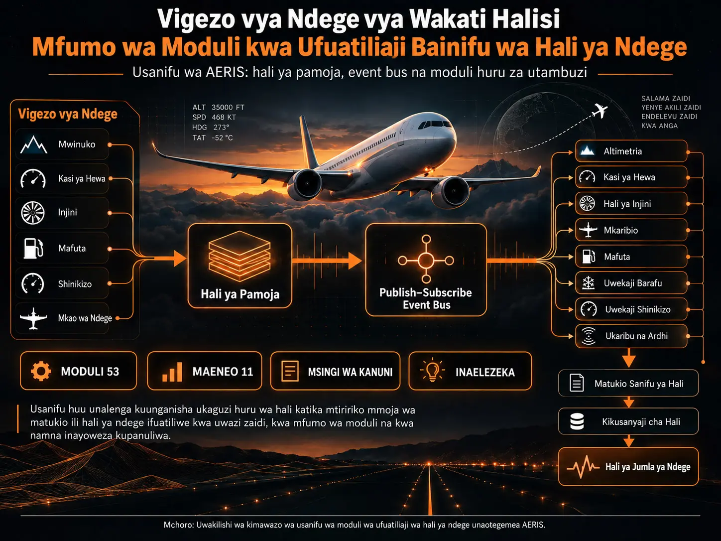 Mfumo wa Moduli kwa Ufuatiliaji Bainifu wa Hali ya Ndege kwa Kutumia Vigezo vya Ndege vya Wakati Halisi