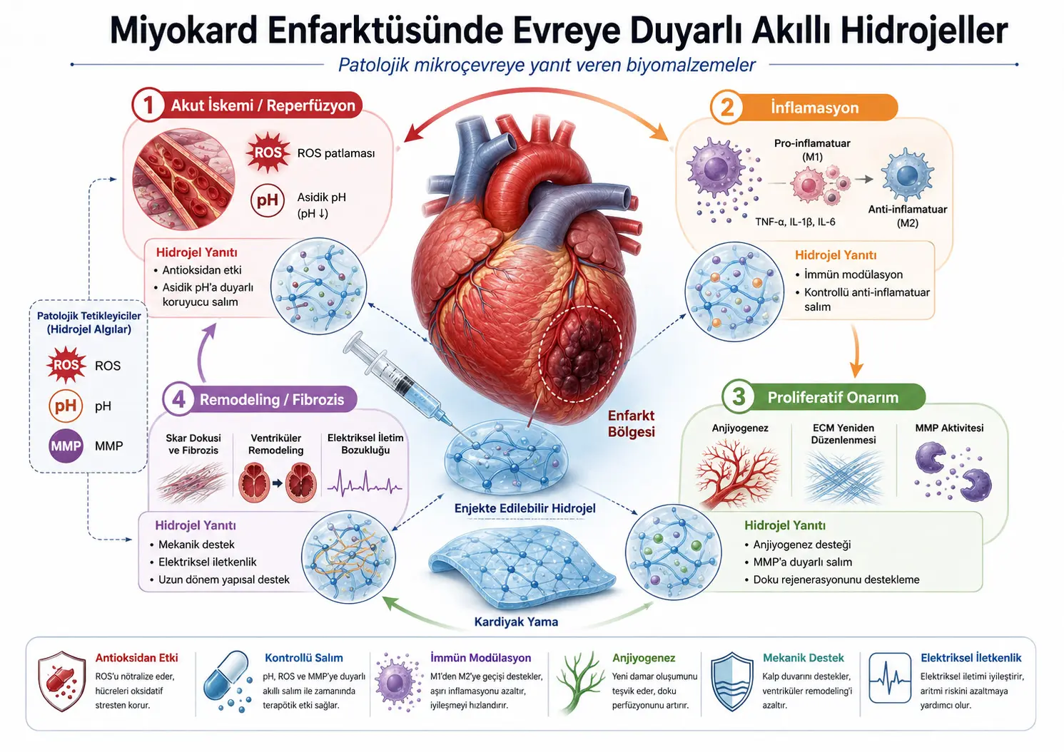 Miyokard Infarktida Aqlli Gidrojellar: Yurak Xurujining Bosqichlariga Ko‘ra Javob Beradigan Biomateriallar Nima Vada Qiladi?