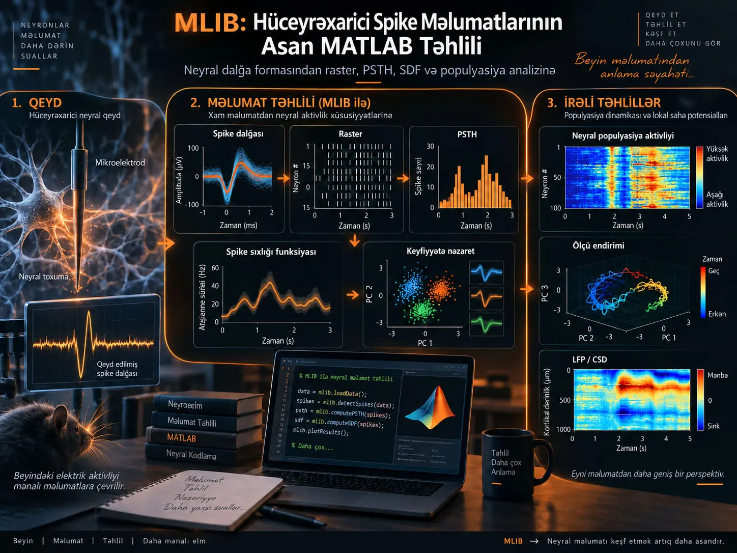 MLIB: MATLAB ilə Hüceyrəxarici Neyral Spike Məlumatlarının Asan və Bütünləşdirilmiş Analizi