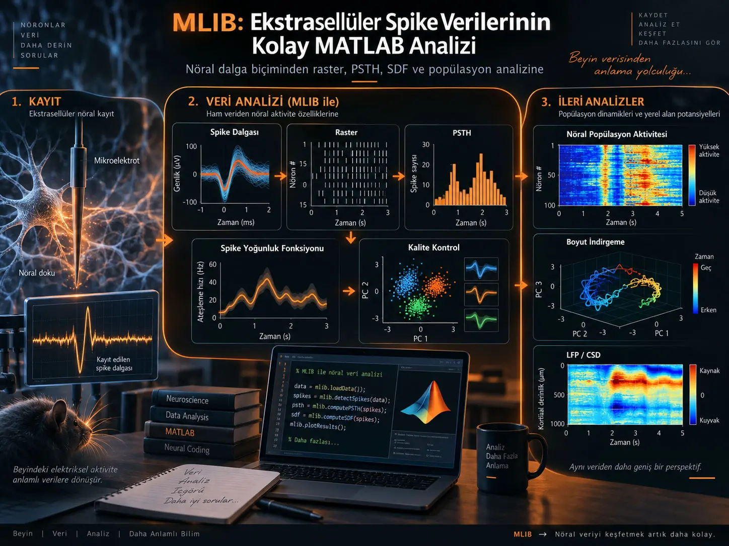 MLIB: MATLAB ile Hücre Dışı Nöral Spike Verilerinin Kolay ve Bütünleşik Analizi