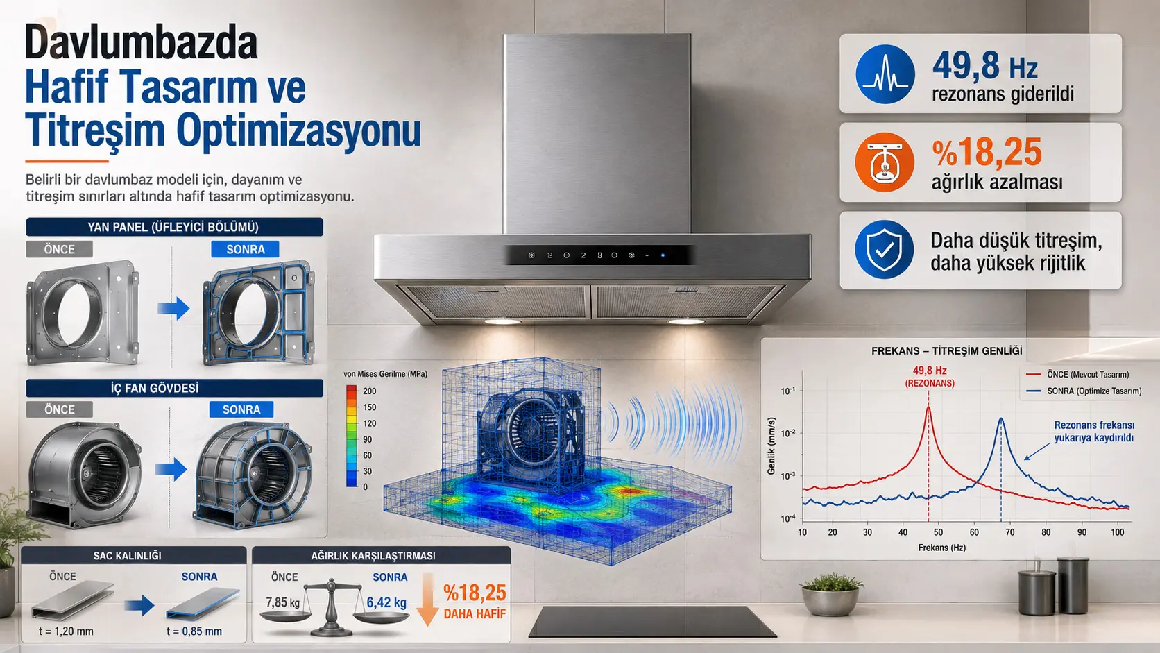Mustahkamlik va tebranish cheklovlari ostida muayyan oshxona dudburoni modelining yengil konstruksiya optimallashtirilishi
