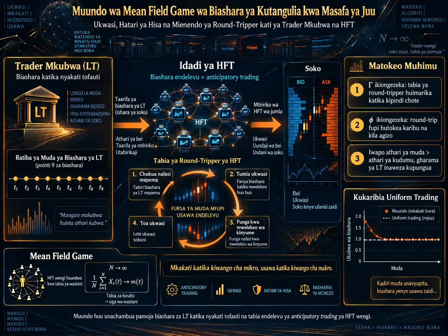 Muundo wa Mean Field Game wa Biashara ya Kutangulia kwa Masafa ya Juu: Mchezo wa Ukwasi kati ya Trader Mkubwa na HFT