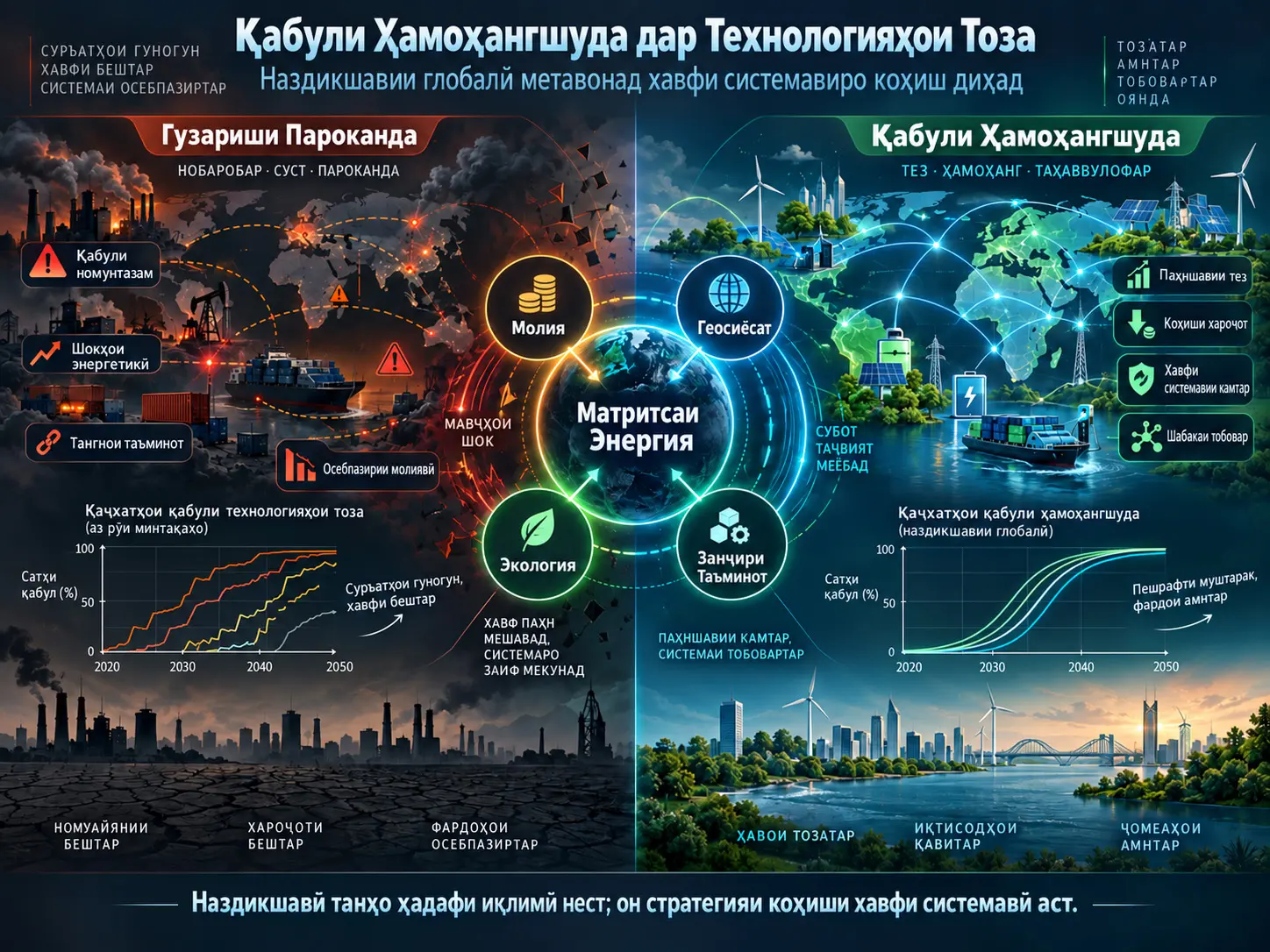 Наздикшавӣ Ҳамчун Стратегияи Коҳиши Хатар: Қабули Ҳамзамони Технологияҳои Тоза дар Миқёси Ҷаҳонӣ Чӣ Гуна Метавонад Хатари Системавиро Коҳиш Диҳад?