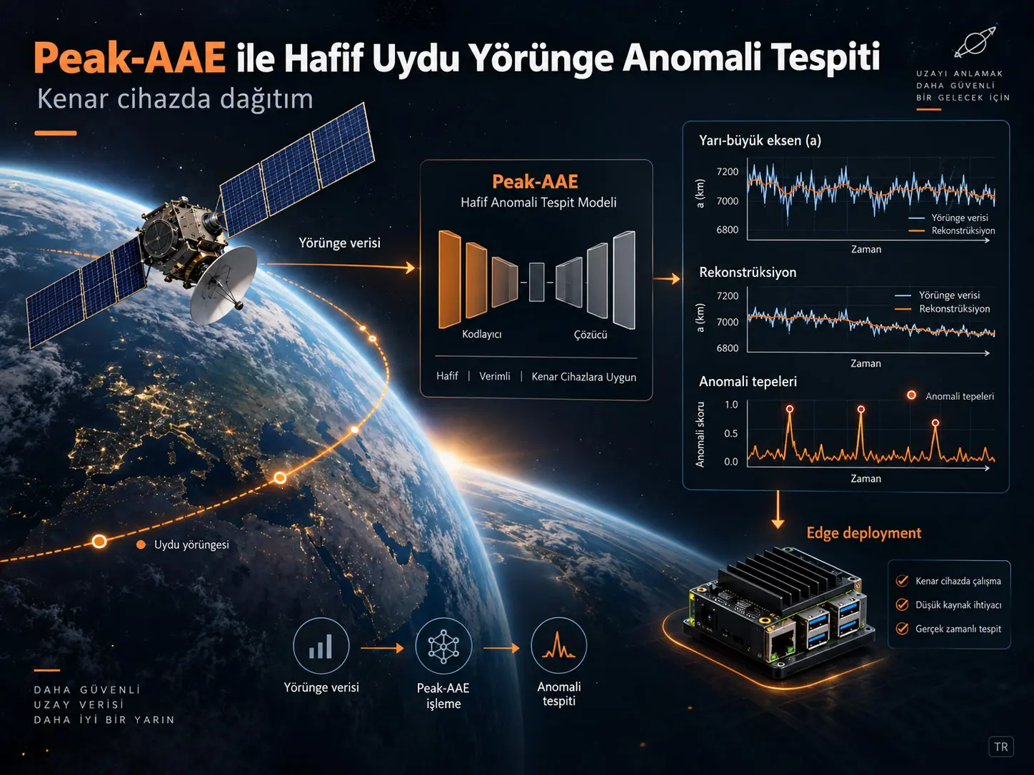 Peak-AAE Tabanlı Hafif Uydu Yörünge Anomali Tespiti ve Kenar Cihazda Dağıtımı