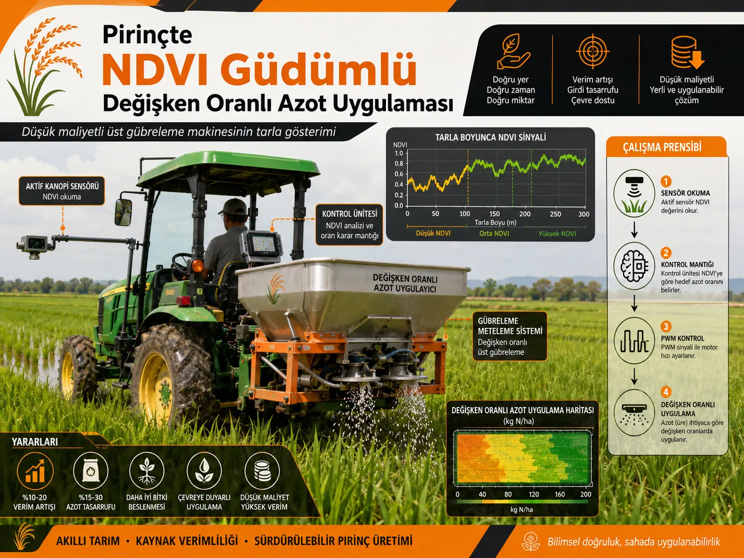Guruchda arzon, NDVI boshqaruvidagi, bosqichli o‘zgaruvchan me’yorli azotli ustki oziqlantirish aplikatorining dala namoyishi