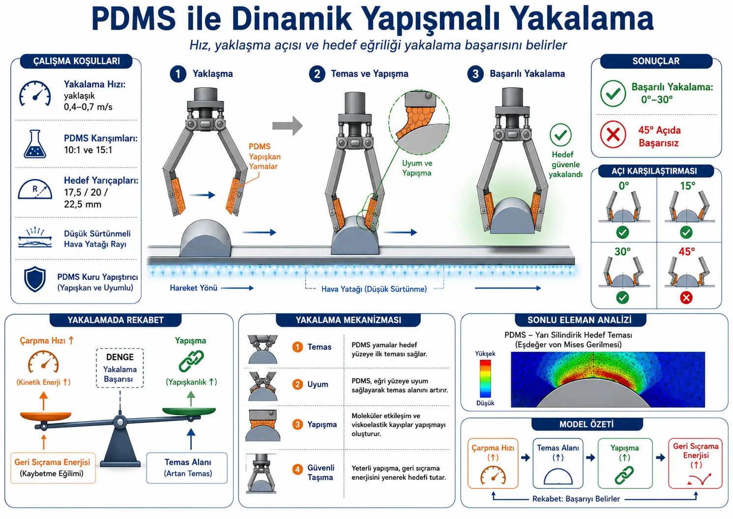 Polidimetilsiloksanın Dinamik Yapışma Temelli Yakalama Performansının İncelenmesi