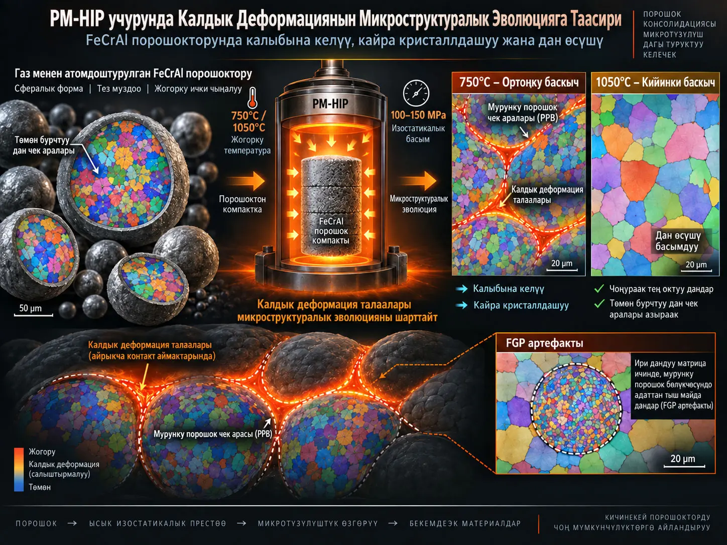 Порошок Металлургиясында Ысык Изостатикалык Престөөдө Калдык Деформация Талааларынын Микроструктуралык Эволюцияга Таасири