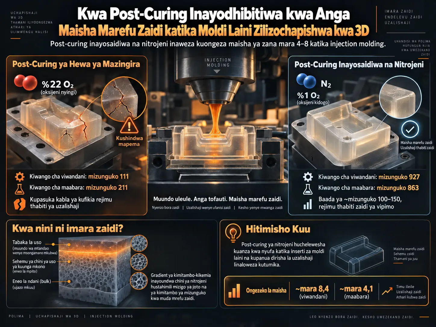 Post-Curing Inayodhibitiwa kwa Anga Inaongezaje Maisha ya Huduma ya Zana Laini za Injection Molding Zinazotengenezwa kwa Vat Photopolymerization?