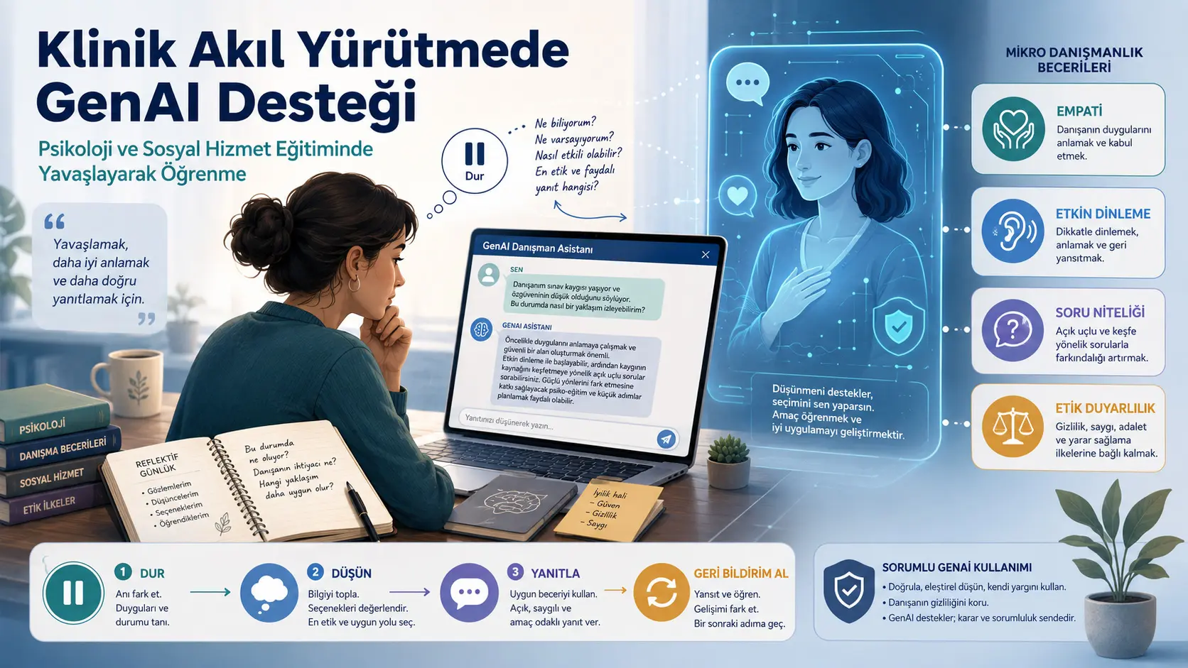 Psixologiya va Ijtimoiy Ish Taʼlimida Generativ Sunʼiy Intellekt: Klinik Fikrlashni Sekinlashtirib, Refleksiyani Kuchaytiruvchi Simulyatsiya Yondashuvi