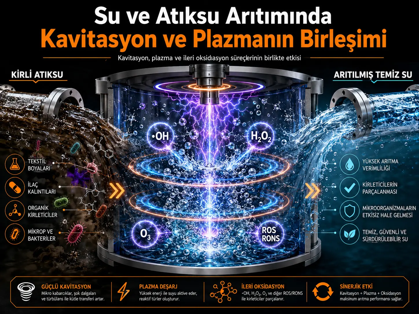 Su ve Atıksu Arıtımında Kavitasyon ve Plazmanın Birleşimi: Kapsamlı Bir Derleme