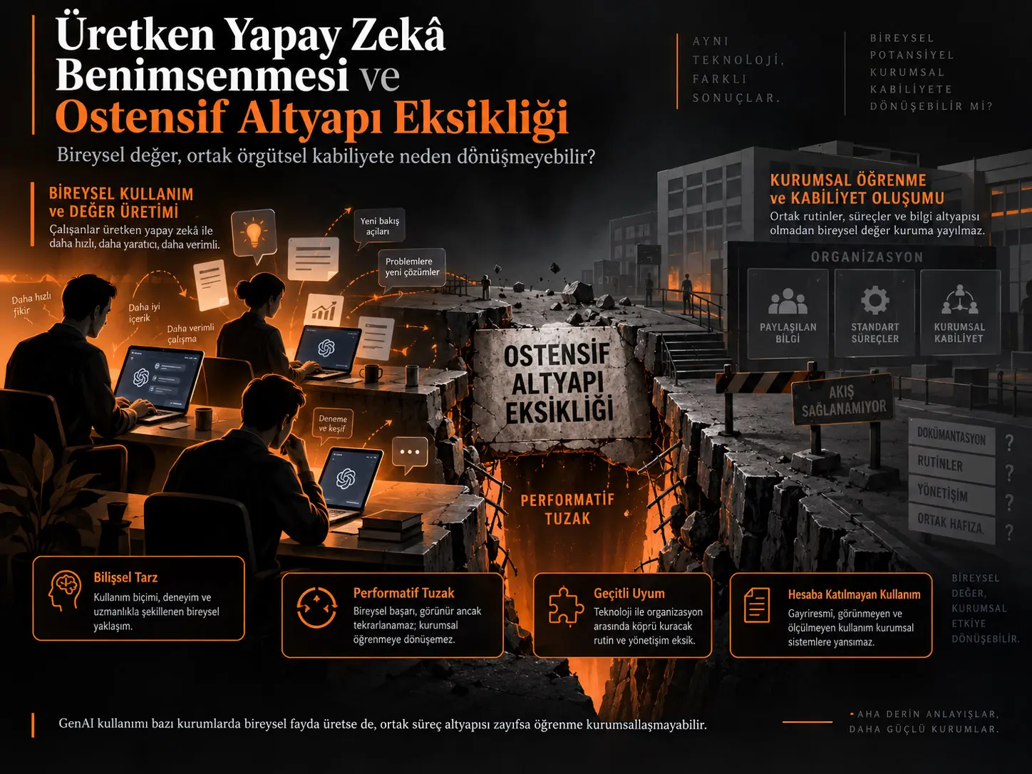 Tabanın Altında: Ostensif Altyapı Olmadan Kuruluşlarda Üretken Yapay Zekâ Benimsenmesi