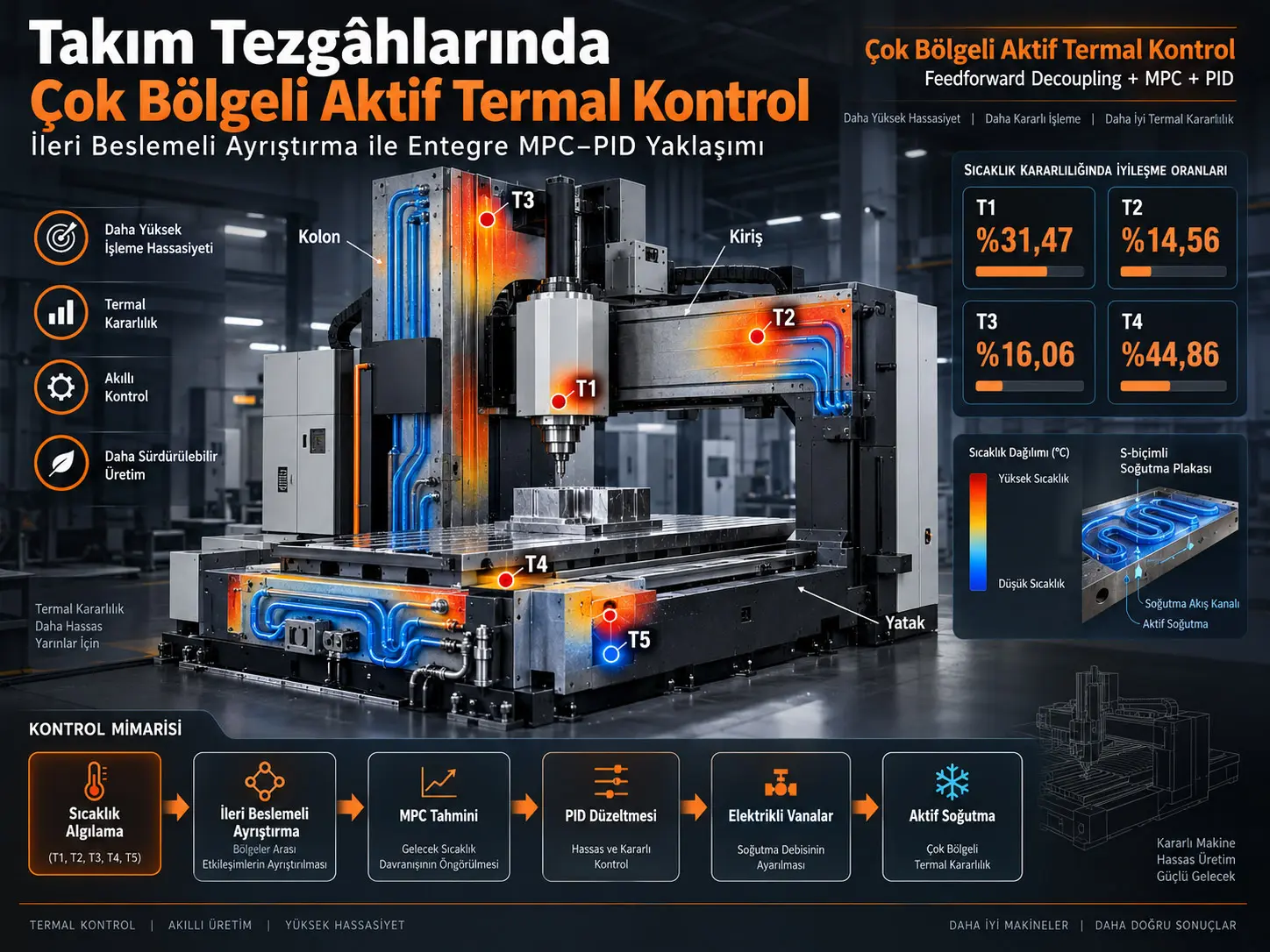 Takım Tezgâhlarında Çok Bölgeli Aktif Termal Kontrol: İleri Beslemeli Ayrıştırma ile Entegre MPC–PID Yaklaşımı