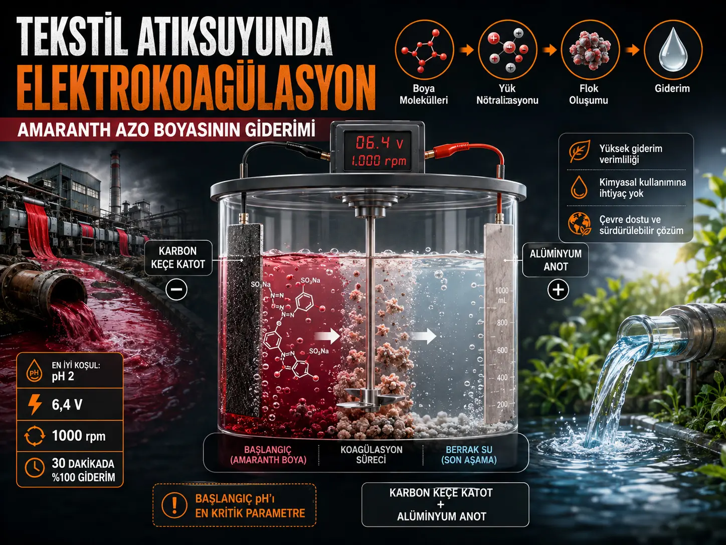 Tekstil atıksuyu arıtımında elektrokoagülasyon: Amaranth azo boyasının giderimi