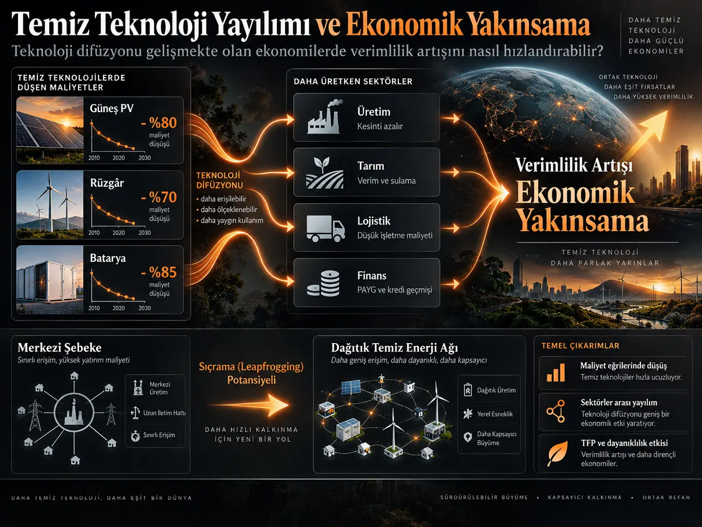 Temiz Teknoloji Yayılımları ve Ekonomik Yakınsama: Teknoloji Difüzyonu Gelişmekte Olan Ekonomilerde Verimlilik Artışını Nasıl Hızlandırabilir?