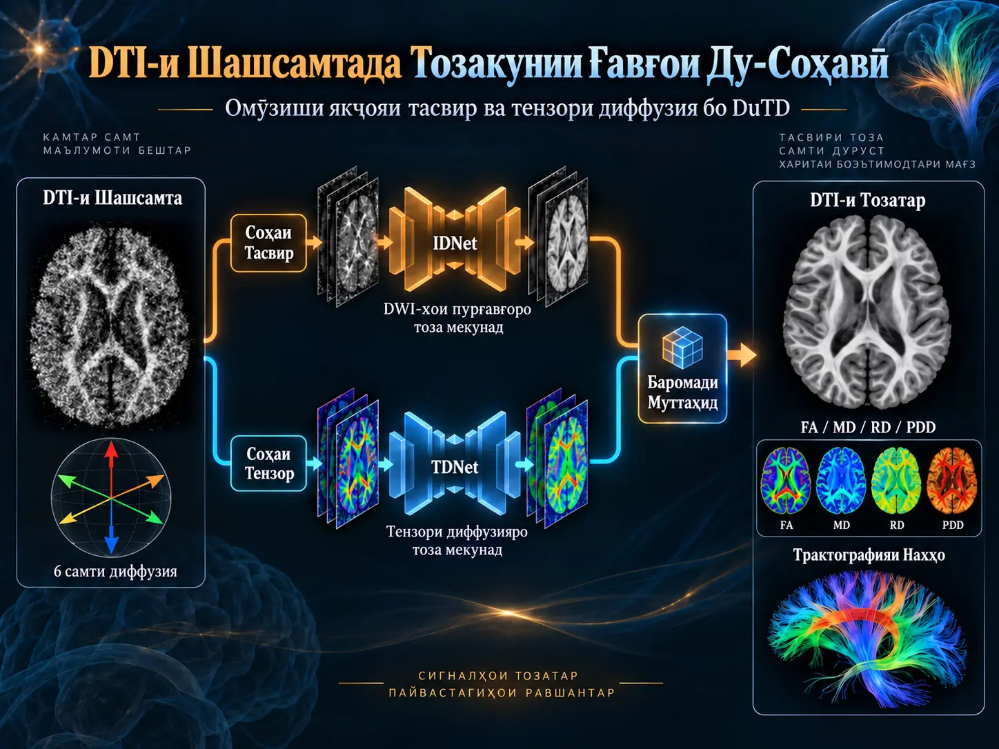 Тозакунии Ғавғои Ду-Соҳавӣ дар DTI-и Шашсамта: Омӯзиши Якҷояи Тасвир ва Тензори Диффузия бо DuTD