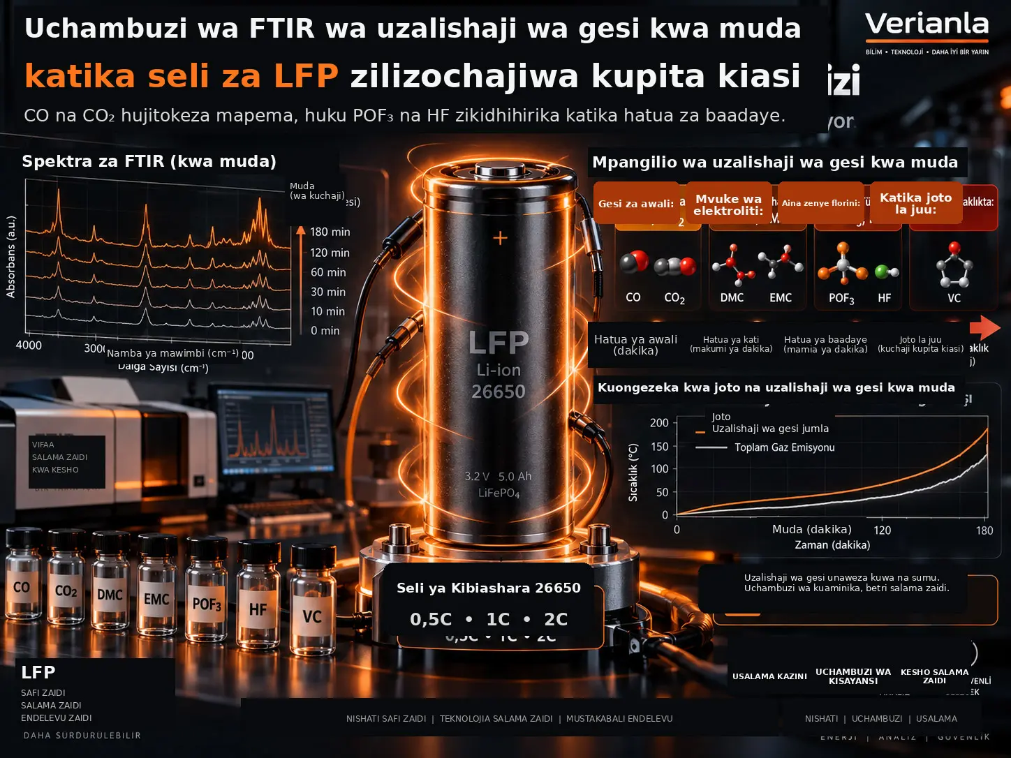 Uchambuzi wa FTIR wa Uzalishaji wa Gesi kwa Mfuatano wa Muda katika Seli za Kibiashara za LFP za Lithiamu-Ioni Zilizochajiwa Kupita Kiasi