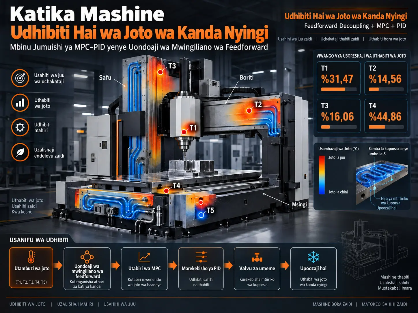 Udhibiti Hai wa Joto wa Kanda Nyingi katika Mashine za Zana: Mbinu ya MPC–PID Iliyounganishwa na Feedforward Decoupling