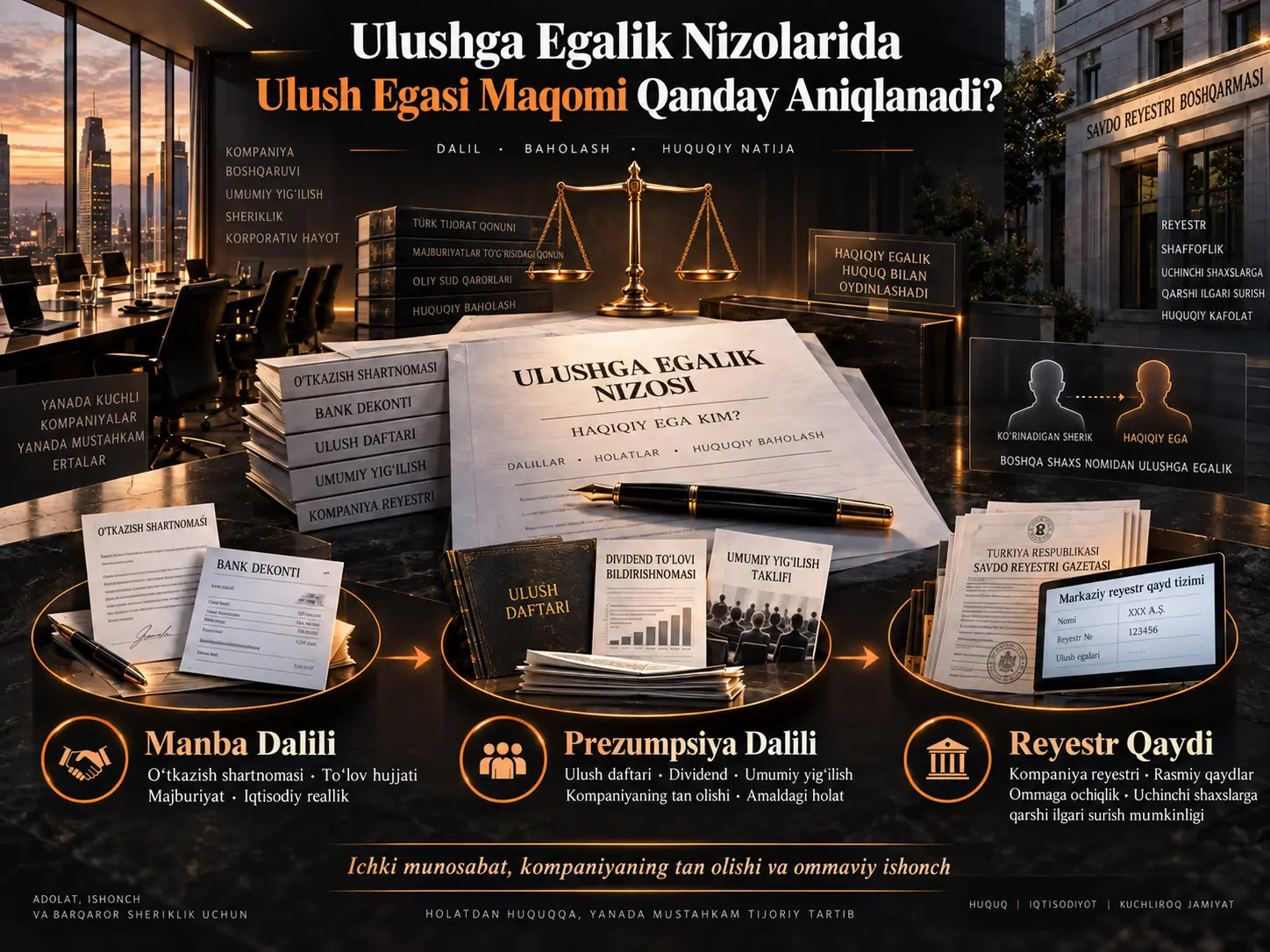 Ulushga Egalik Nizolarida Ulush Egasi Maqomi Qanday Aniqlanadi? Manba Dalili, Prezumpsiya Dalili va Uchinchi Shaxslarga Qarshi Ilgari Surish Mumkinligi
