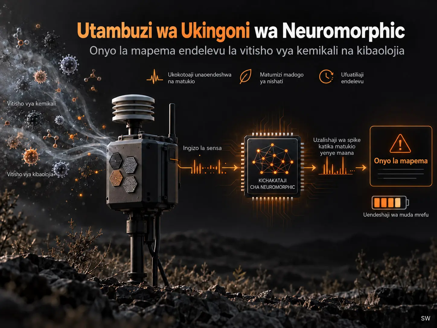 Utambuzi wa Ukingoni wa Neuromorphic kwa Onyo la Mapema Endelevu la Vitisho vya Kemikali na Kibaolojia