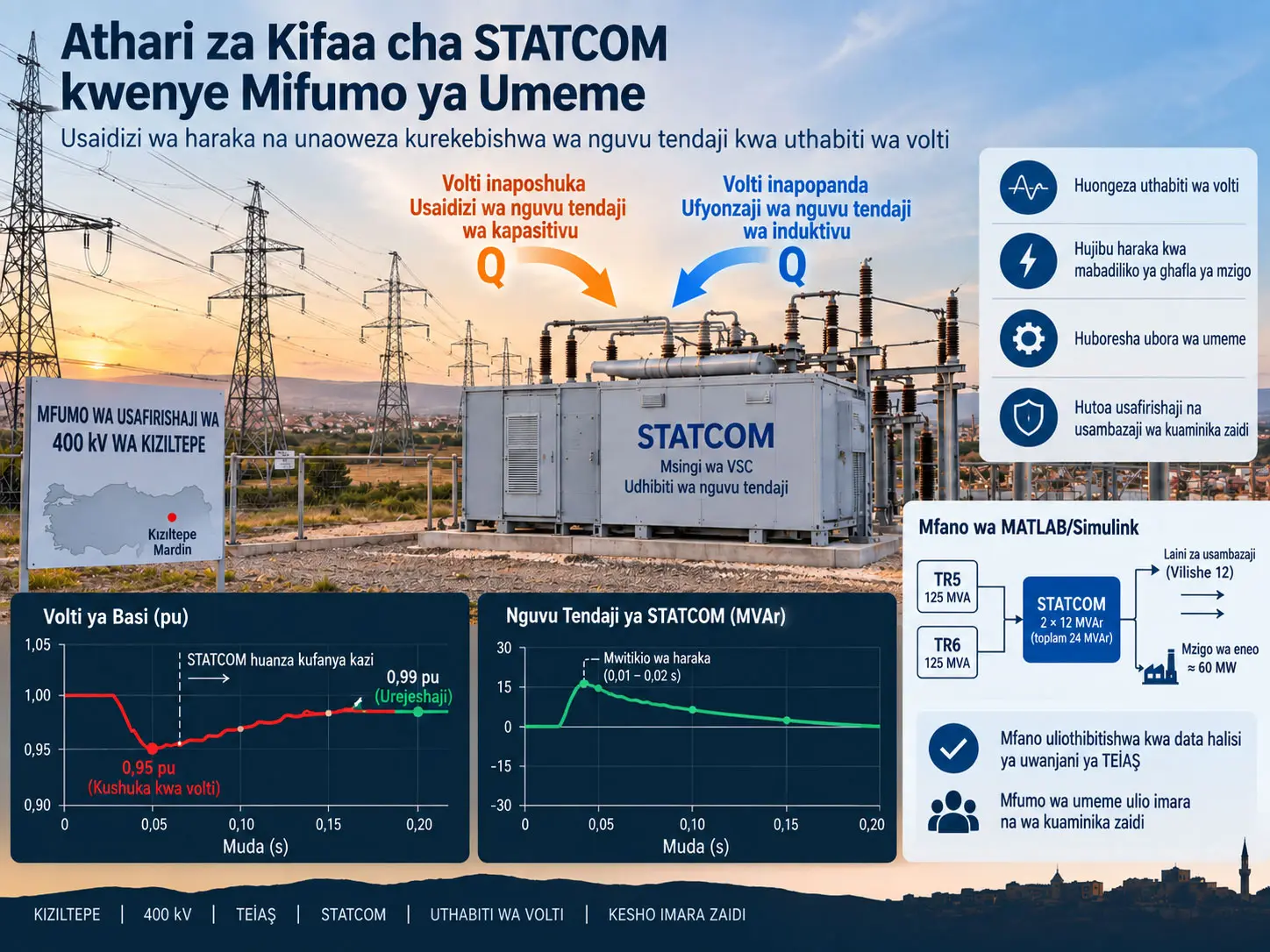 Uthabiti wa volteji kwa STATCOM: data za uwanjani na uthibitishaji wa MATLAB/Simulink katika mfumo wa nguvu wa Kızıltepe