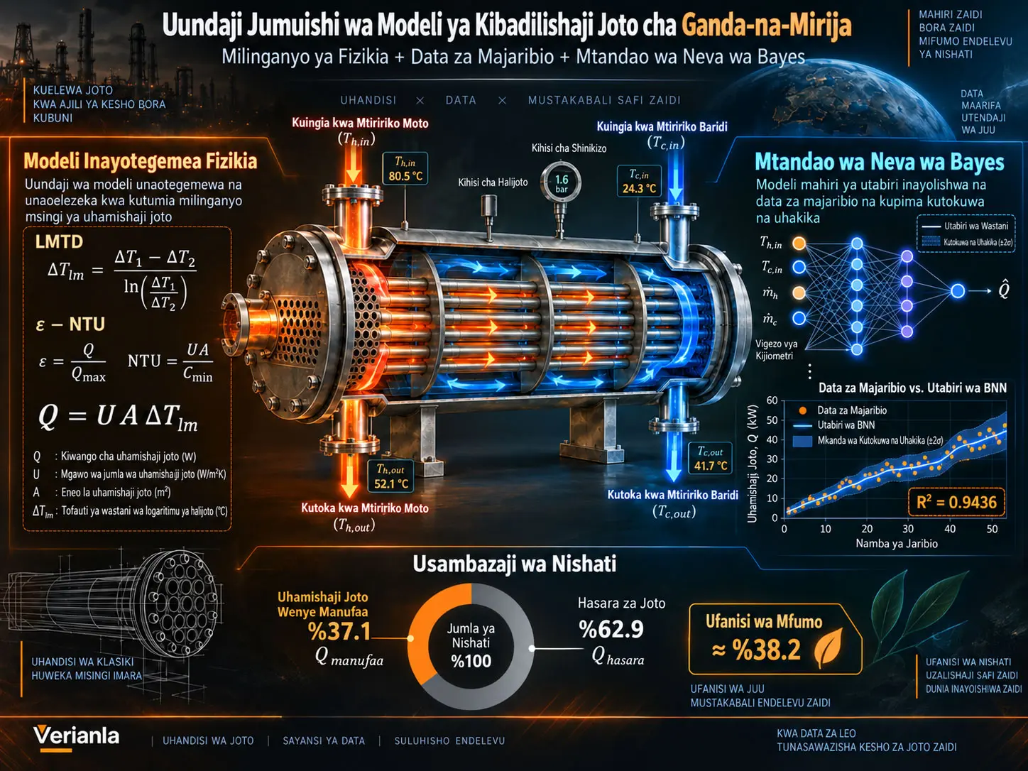 Uundaji Jumuishi wa Modeli ya Kibadilishaji Joto cha Ganda-na-Mirija kwa Kutumia Milinganyo ya Fizikia, Data za Majaribio na Mtandao wa Neva wa Bayes