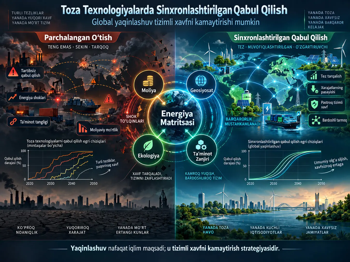 Xavfni Kamaytirish Strategiyasi Sifatida Konvergentsiya: Toza Texnologiyalarning Global Miqyosda Sinxron Qabul Qilinishi Tizimli Xavfni Qanday Kamaytirishi Mumkin?