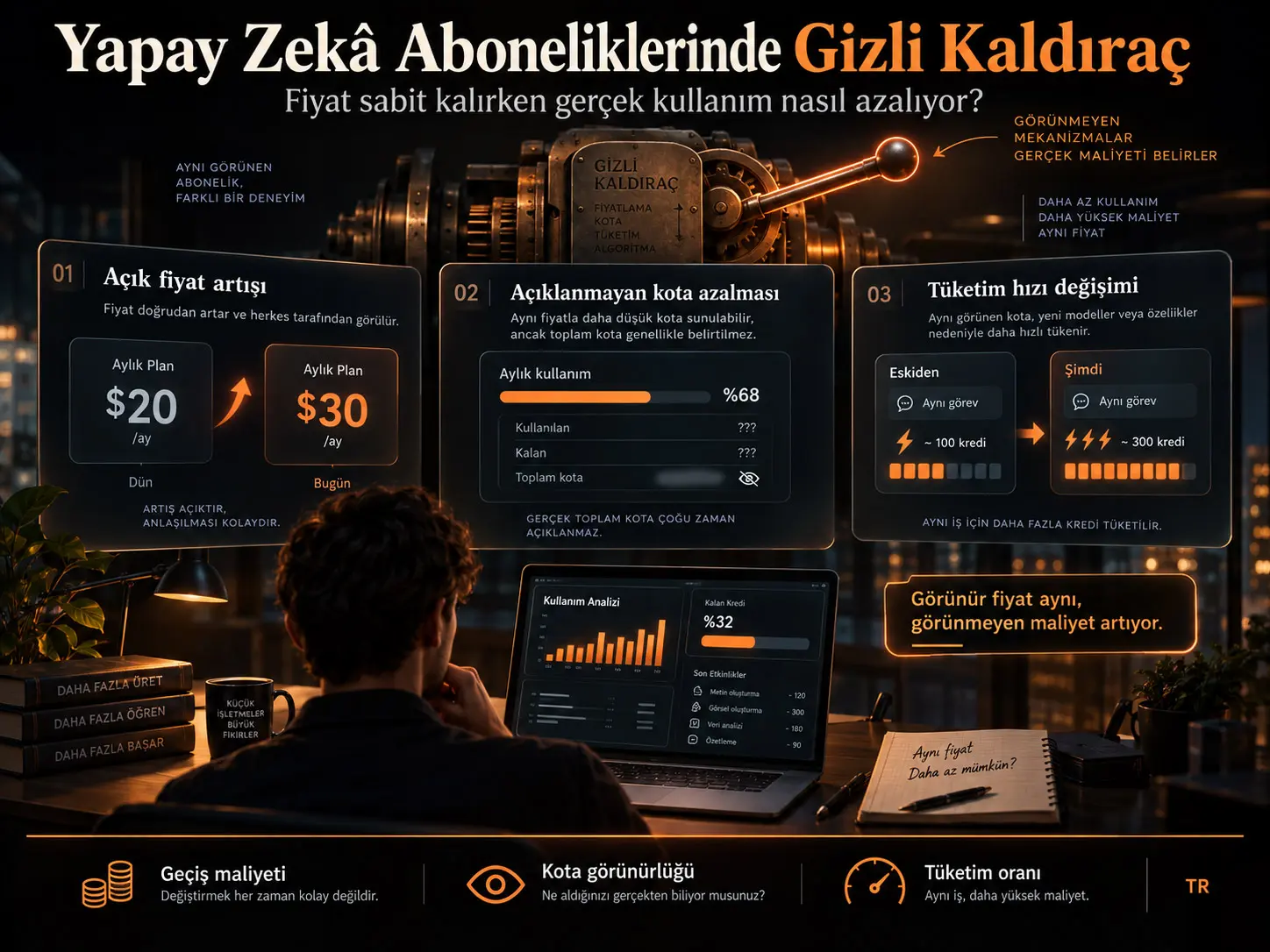 Yapay Zekâ Aboneliklerinde Görünmeyen Fiyat Artışı: Kota, Tüketim Hızı ve Geçiş Maliyetleri Maliyeti Kullanıcıya Nasıl Aktarabilir?