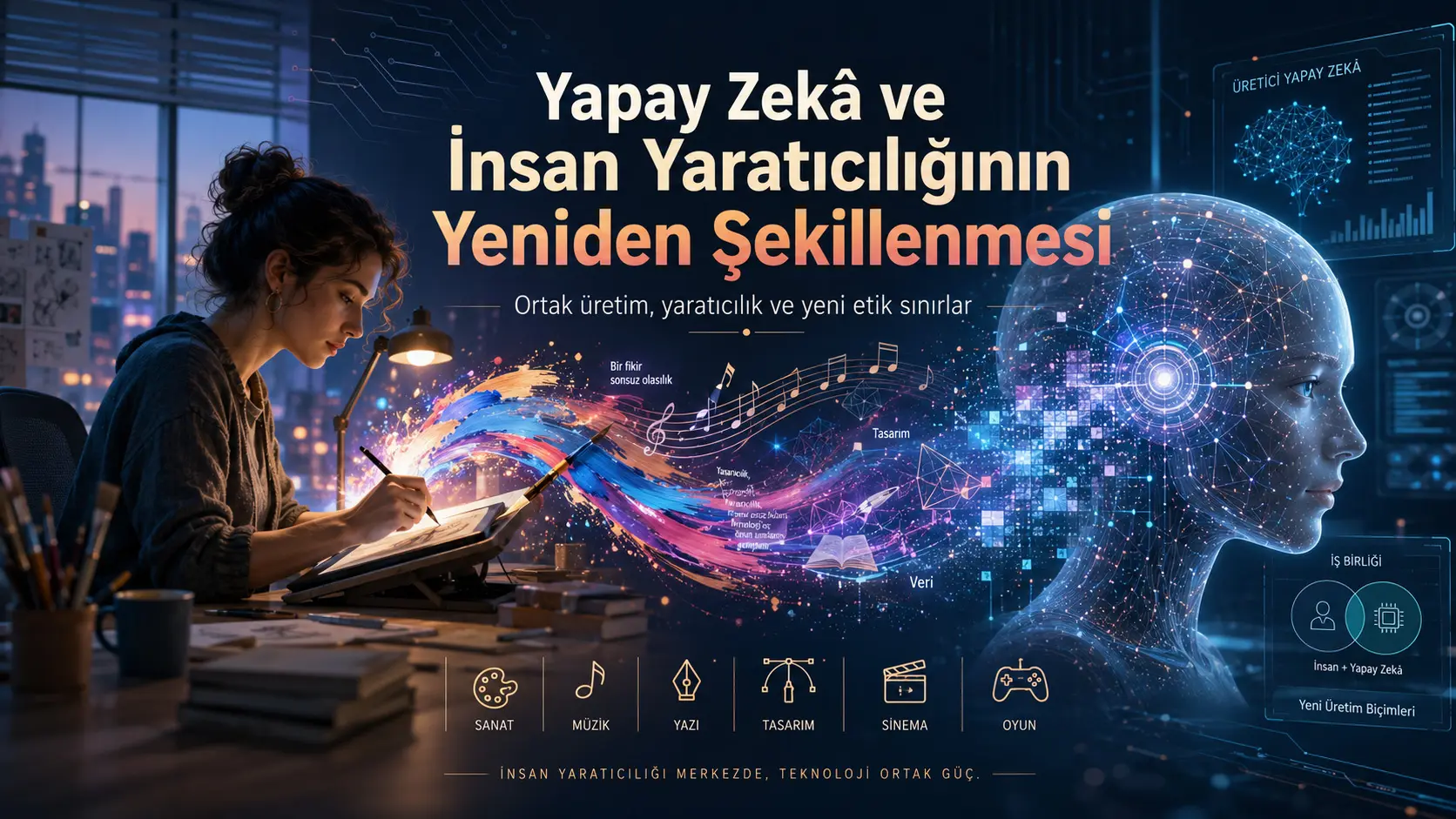 Sunʼiy intellekt inson ijodkorligini qanday qayta shakllantirmoqda? Birgalikdagi ishlab chiqarish, mualliflik va axloqiy chegaralar