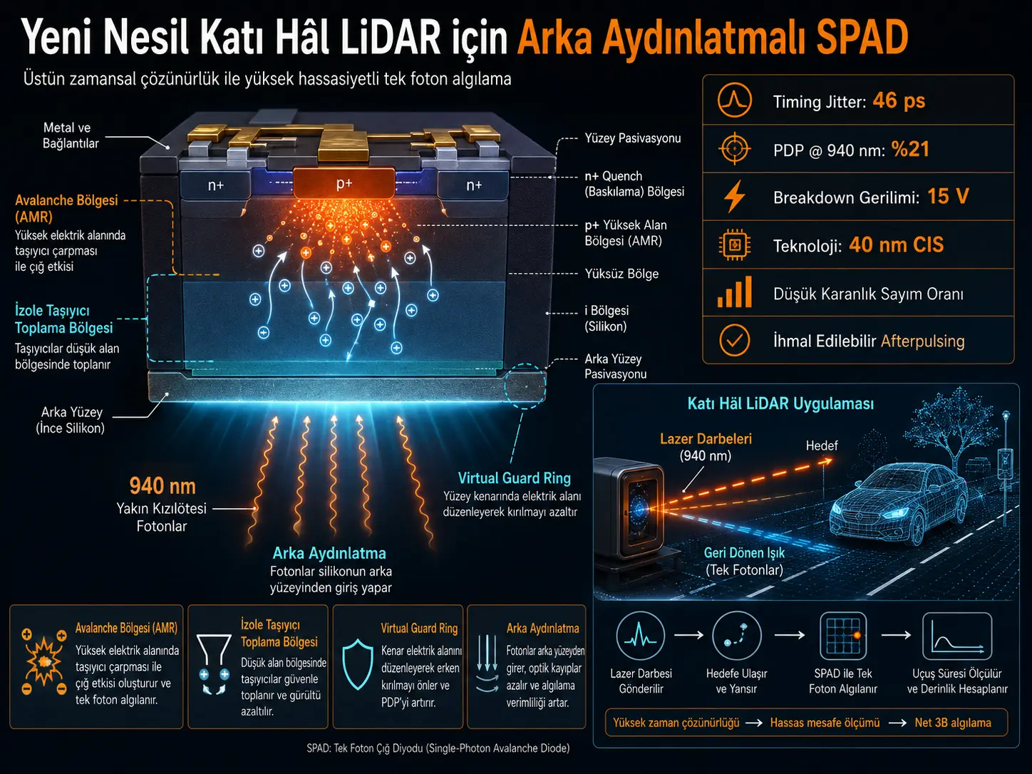 Keyingi Avlod Qattiq Jismli LiDAR Uchun Ustun Vaqt Aniqligiga Ega Orqa Tomondan Yoritiladigan Bir-Fotonli Koʻchki Diodi