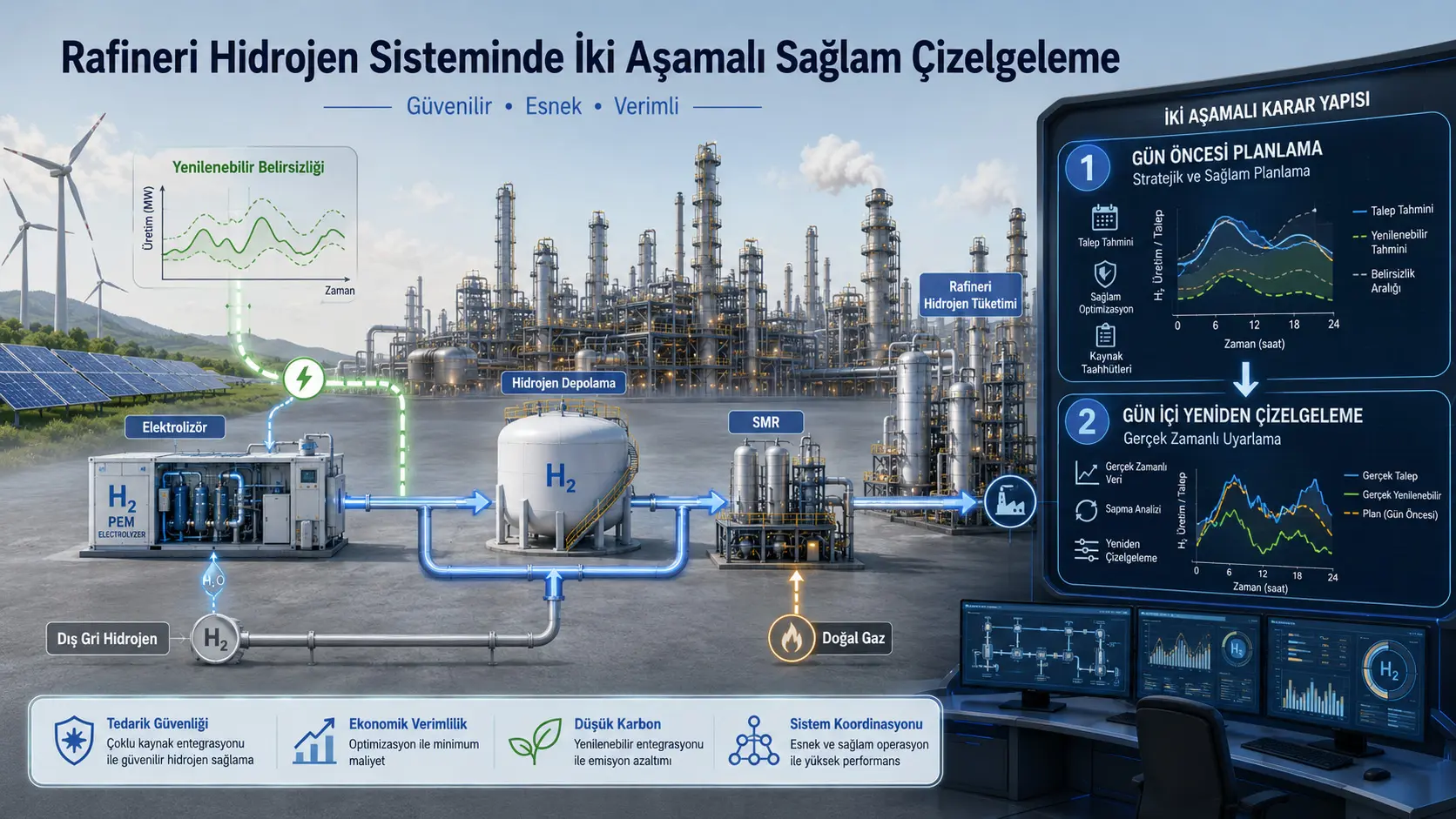Yenilenebilir Belirsizliği Altında Çok Kaynaklı Bir Rafineri Hidrojen Sisteminin İki Aşamalı Sağlam Çizelgelenmesi
