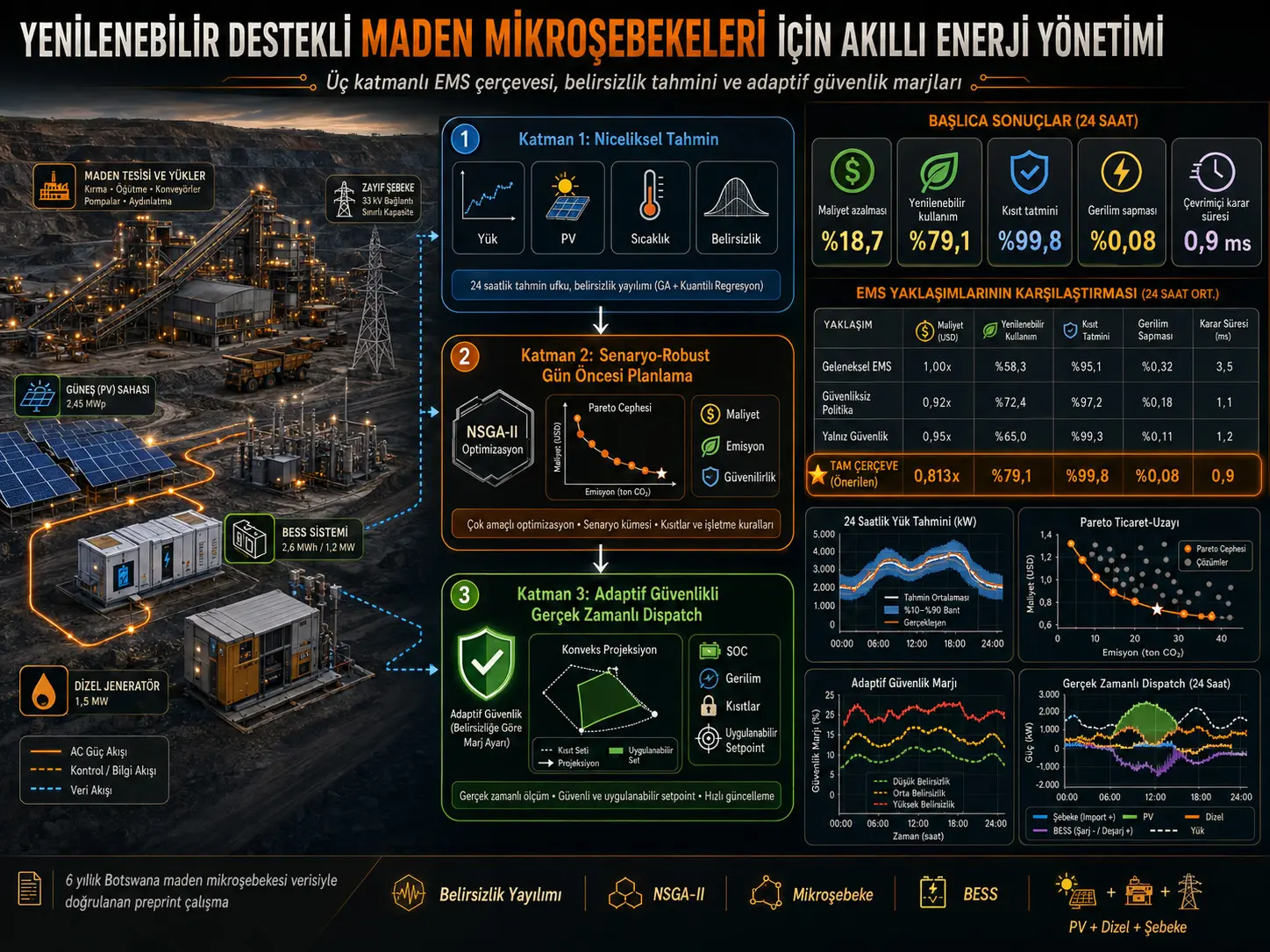 Qayta tiklanuvchi energiya bilan taʼminlanadigan kon mikrotarmoqlari uchun integratsiyalashgan energiya boshqaruvi: moslanuvchan xavfsizlik marjalariga ega uch qatlamli tizim