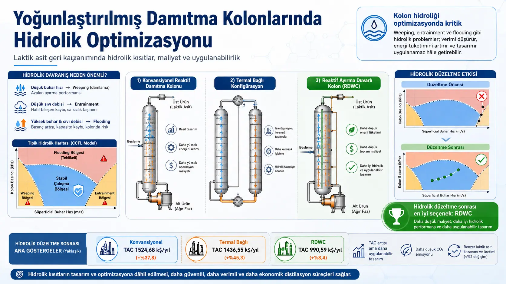 Intensifikatsiyalangan haydash kolonnalarida iqtisodiy optimallashtirishning gidravlik reallik tekshiruvi: Sut kislotasini ajratib olish misolida