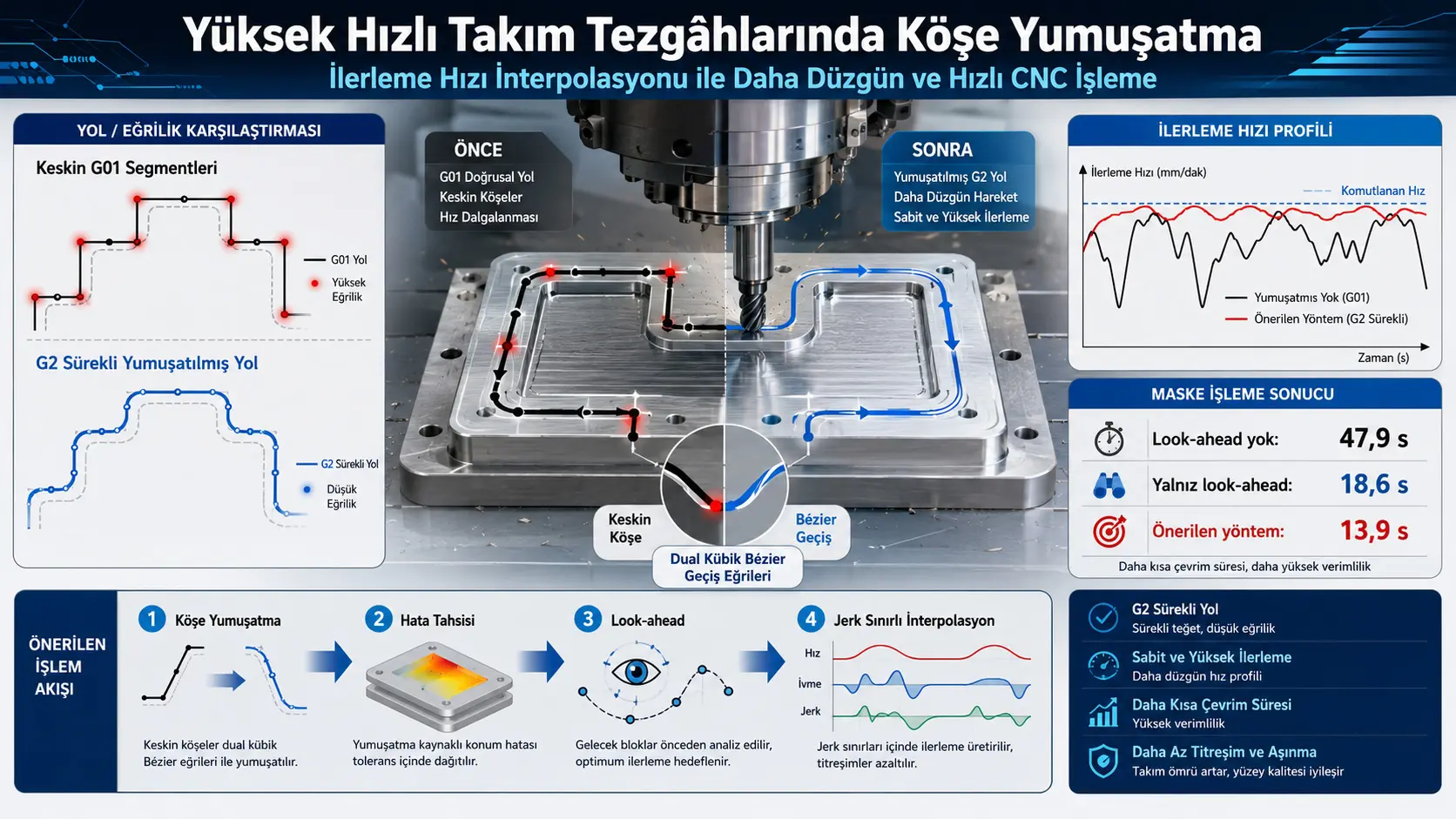 Yüksek Hızlı Takım Tezgâhları İçin İlerleme Hızı İnterpolasyonuyla Köşe Yumuşatma