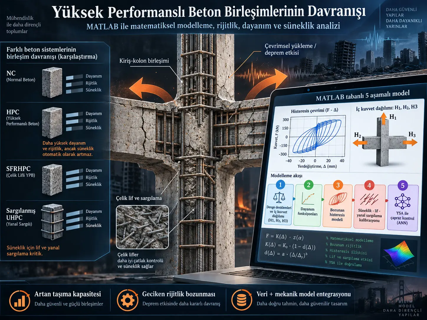 Yuqori Samarali Beton Tugunlarining Xatti-harakatini MATLAB bilan Matematik Modellashtirish