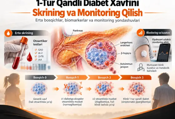 1-Tur Qandli Diabet Xavfini Skrining va Monitoring Qilish: Rivojlanayotgan Soha va Kelgusi Muammolar