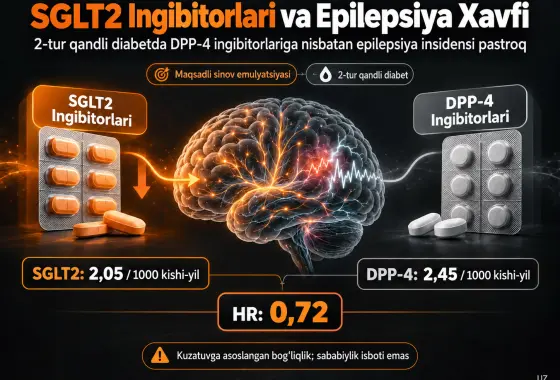 2-Tur Qandli Diabetda SGLT2 Ingibitorlari va Epilepsiya Xavfi Oʻrtasidagi DPP-4 Ingibitorlariga Nisbatan Salbiy Bogʻliqlik: Maqsadli Sinov Emulyatsiyasi