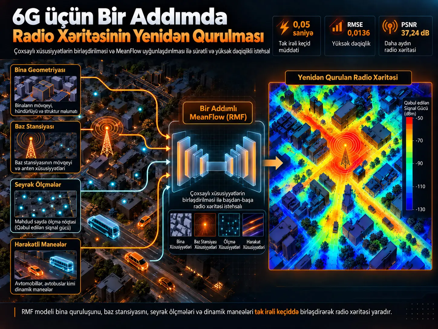 6G üçün Bir Addımlı Radio Xəritəsi Yaradılması: MeanFlow və Çoxsaylı Xüsusiyyətlərin Birləşdirilməsi ilə 0,05 Saniyədə Yenidən Qurma