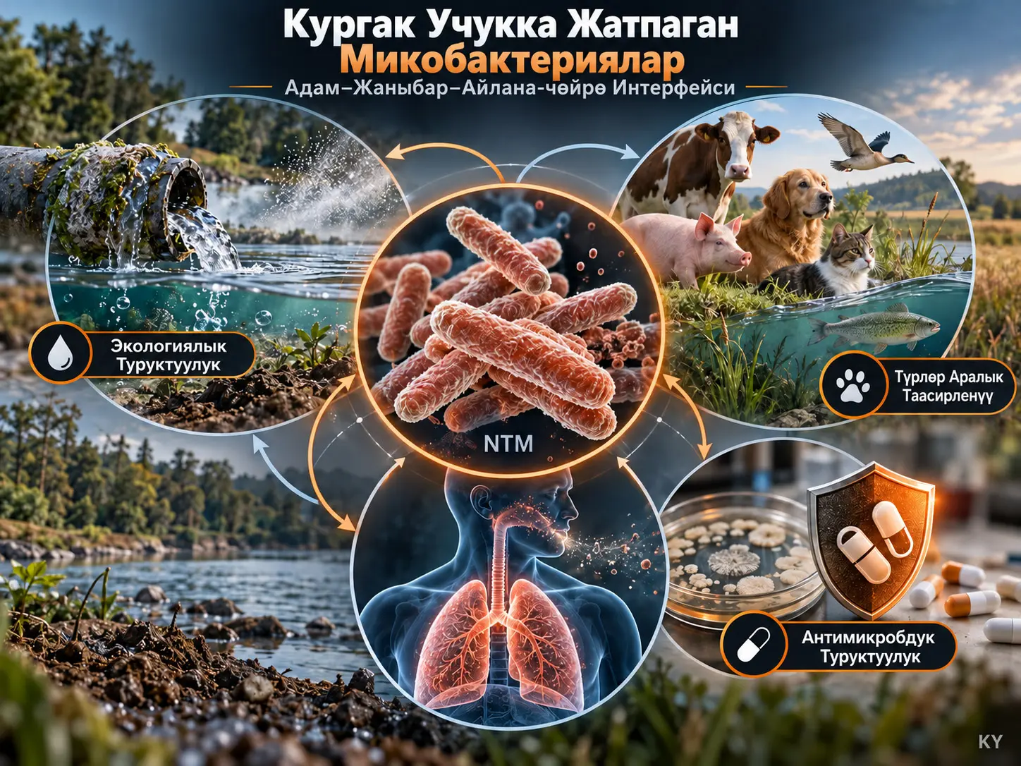 Адам–Жаныбар–Айлана-чөйрө Интерфейсиндеги Кургак Учуктан Тышкаркы Микобактериялар: Антимикробдук Туруктуулук, Экологиялык Туруктуулук жана Түрлөр Аралык Таасирленүү Тобокелдиктери