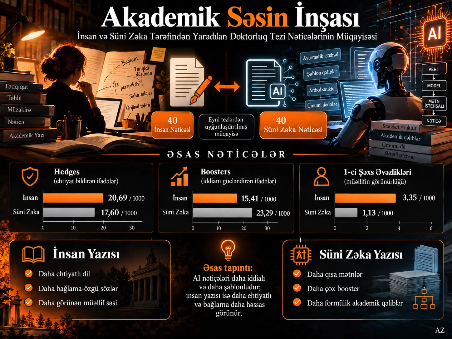Akademik Səsin Qurulması: İnsan və Süni İntellekt Tərəfindən Yaradılmış Doktorluq Dissertasiyası Nəticələrinin Korpus Əsaslı Müqayisəsi