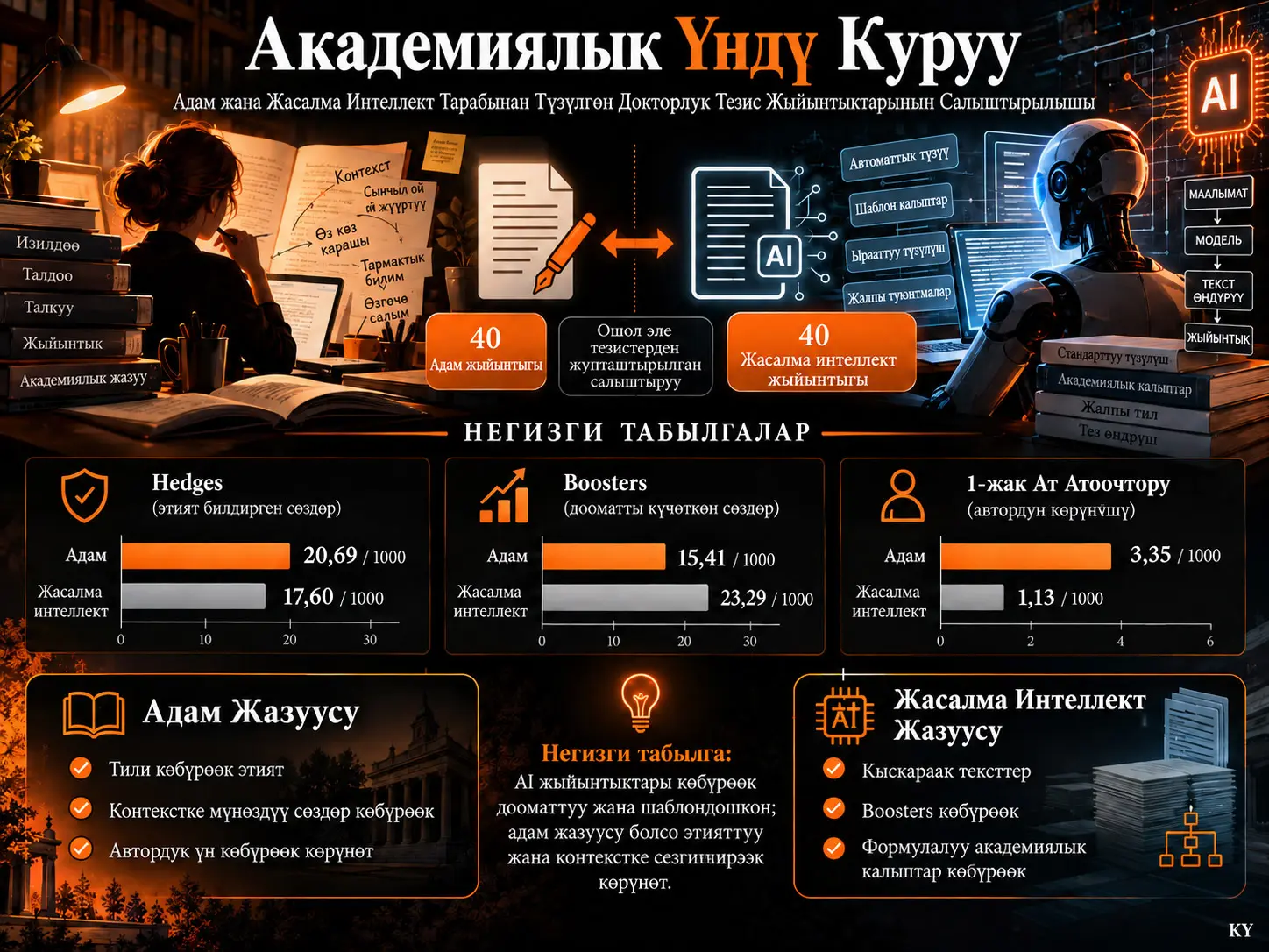 Академиялык Үндүн Курулушу: Адам жана Жасалма Интеллект Түзгөн Докторлук Диссертация Жыйынтыктарынын Корпуска Негизделген Салыштыруусу